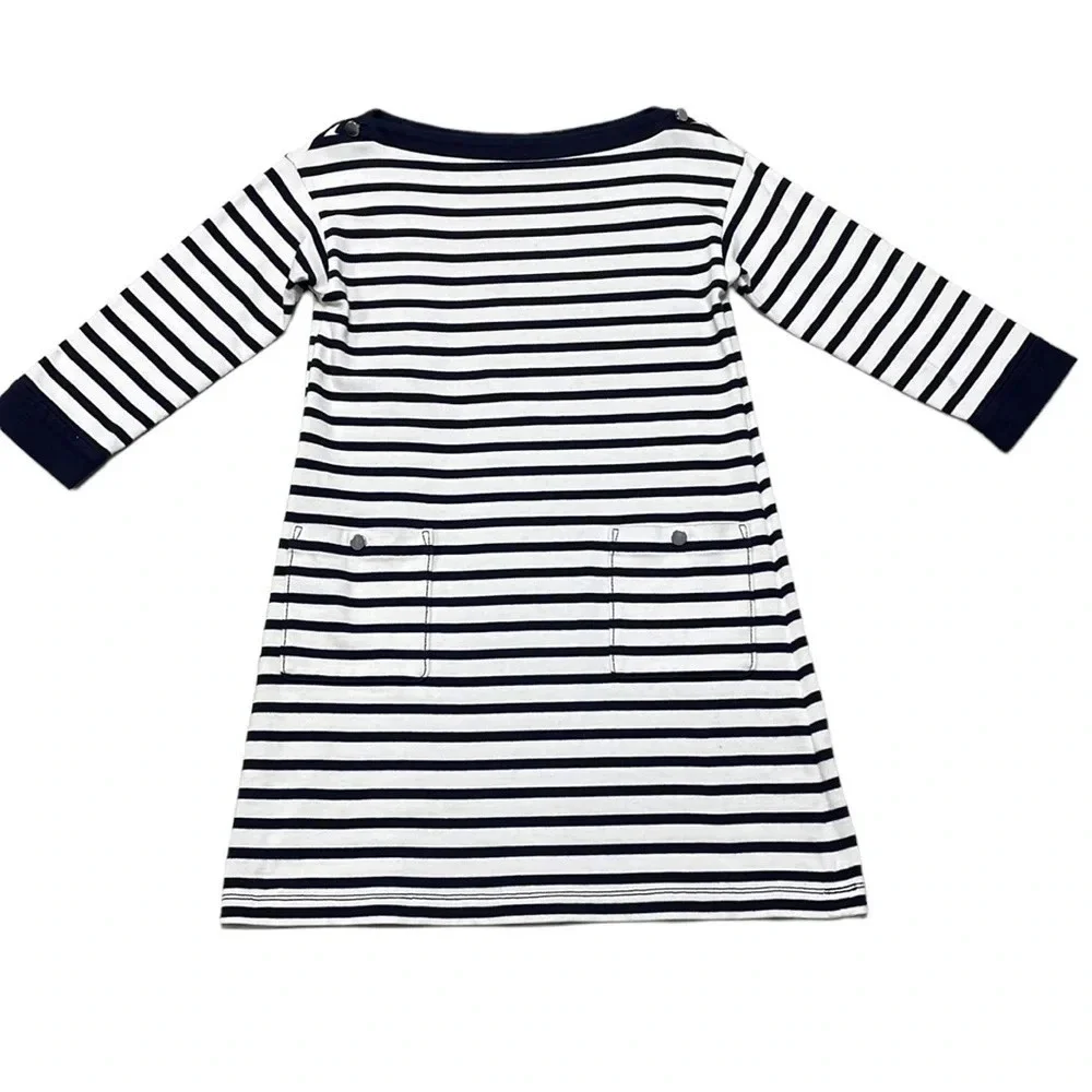 Kate Spade Dress Nautical Stripe Navy Blue White Boatneck Pockets Size Small
